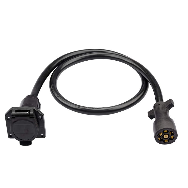 RVGUARD 7 Way 4 Feet Trailer Extension Cord, Plug Trailer Cord with Double Prongs Connector, Weatherproof, Corrosion Resistant - Image 1